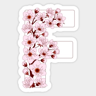 Colorful capital letter F patterned with sakura twig Sticker